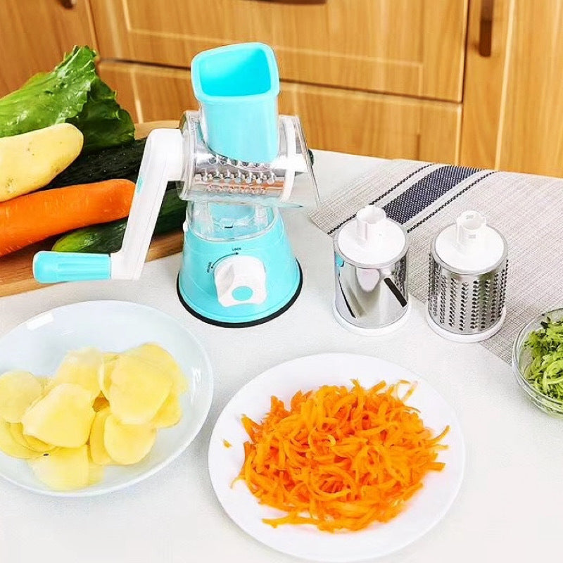 Rotary Grater and Vegetable Slicer - 3-in-1 Kitchen Tool