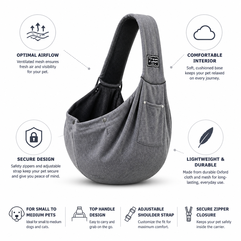 Comfortable and Breathable Pet Sling Carrier for Travel