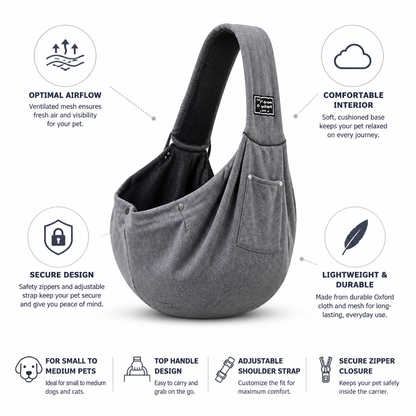 Comfortable and Breathable Pet Sling Carrier for Travel