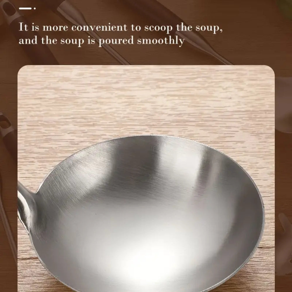 Elegant Steel and Wood Cooking Tool Set | 6-Piece Collection