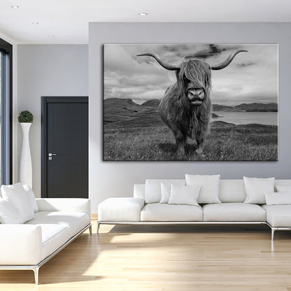 Canvas Wall Art Featuring Black and White Cow Design