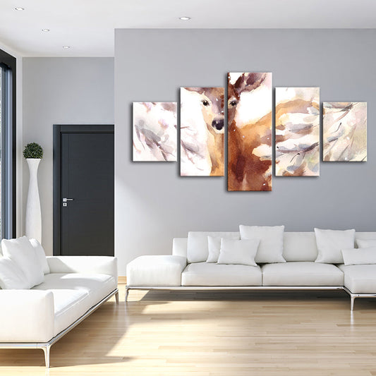 Serene Forest Fable - 5-Piece Canvas Art Set