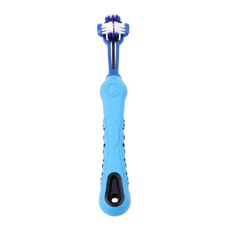 Triple-Sided Dog Toothbrush for Dental Care and Tartar Removal