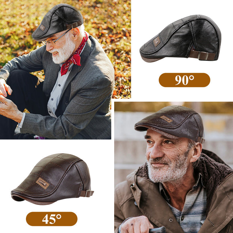 Cozy Plush Leather Beret | Elegant Comfort for a Warm Winter Experience