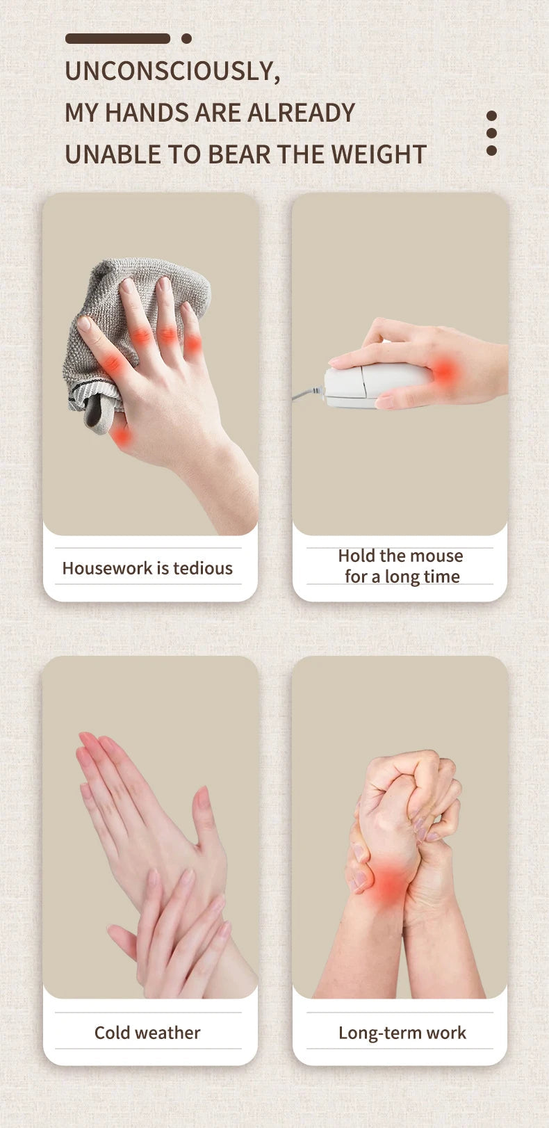 Cordless Hand Massager with Heat – Air Compression for Pain Relief in Fingers, Palm, and Wrist
