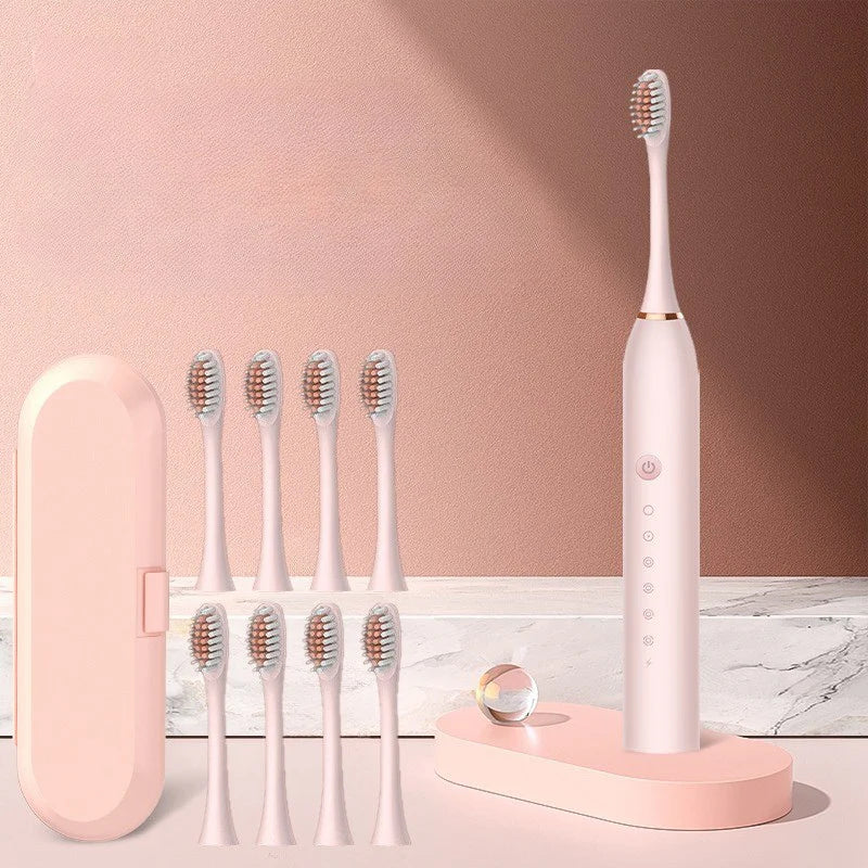 Rechargeable Sonic Toothbrush – Quiet Operation, Includes 8 Brush Heads
