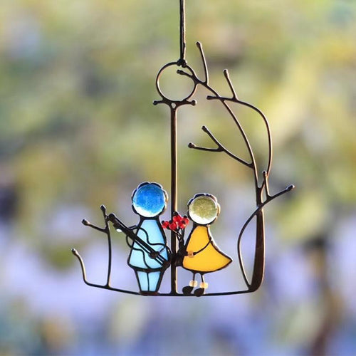 Handcrafted Glass Angel Sun Catcher – 14x10 cm Window Decor