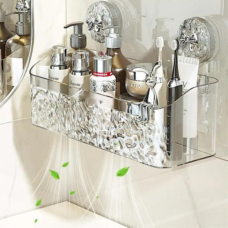 Luxury Suction Cup Shelf with Glacier Pattern - Last Day Discount