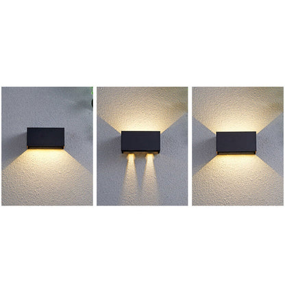 Contemporary Rectangular Waterproof LED Wall Light for Outdoor Use with Dual Light