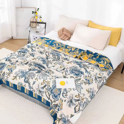 Charming Floral Cotton Throw Blanket for Cozy Comfort