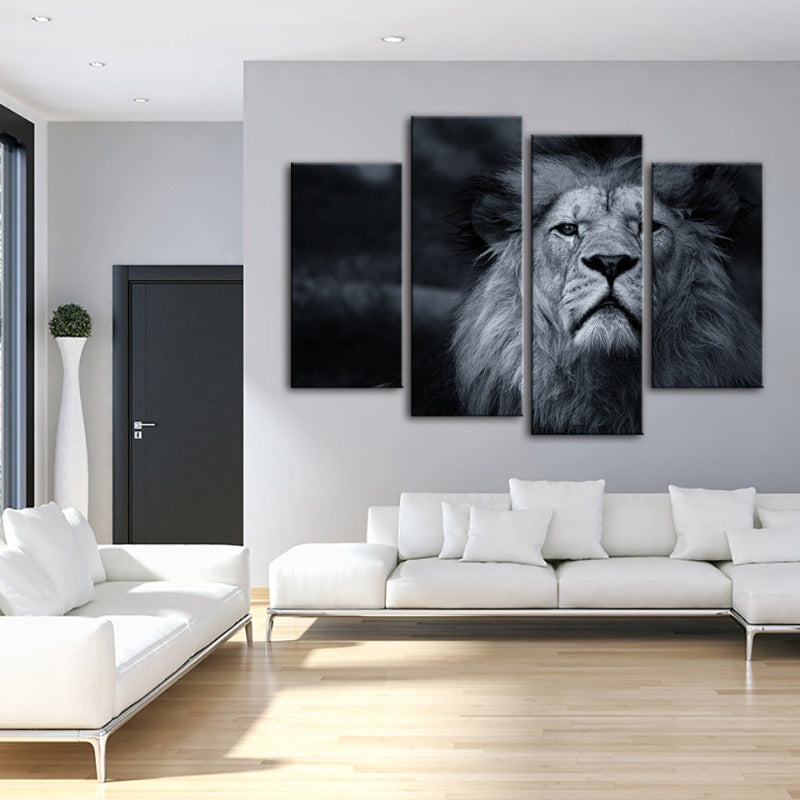 Serene Lion Canvas Art Set - 4 Piece Wall Décor