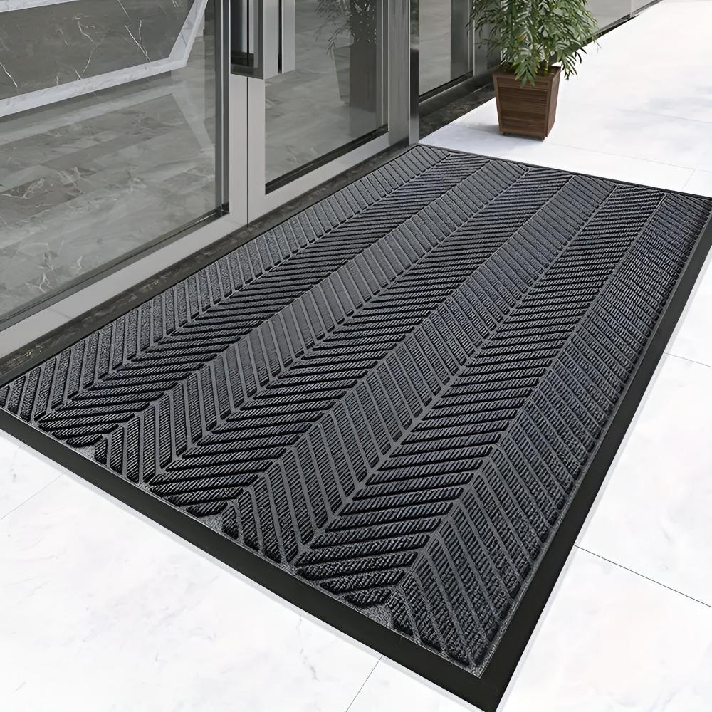 Textured Chevron Non-Slip Entrance Mat for All Seasons