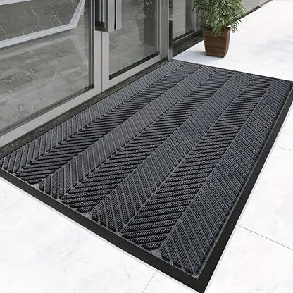 Textured Chevron Non-Slip Entrance Mat for All Seasons