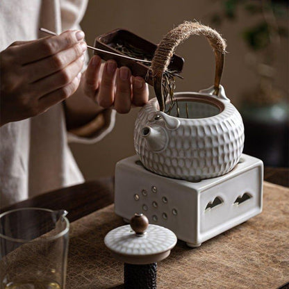 Dimpled White Ceramic Boiler Set