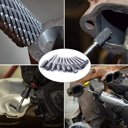 10-Piece Tungsten Steel Grinding Head Set - 10 in 1