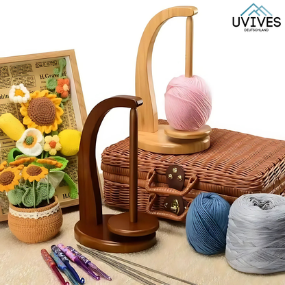 Durable Wooden Spool Holder with Rotating Design