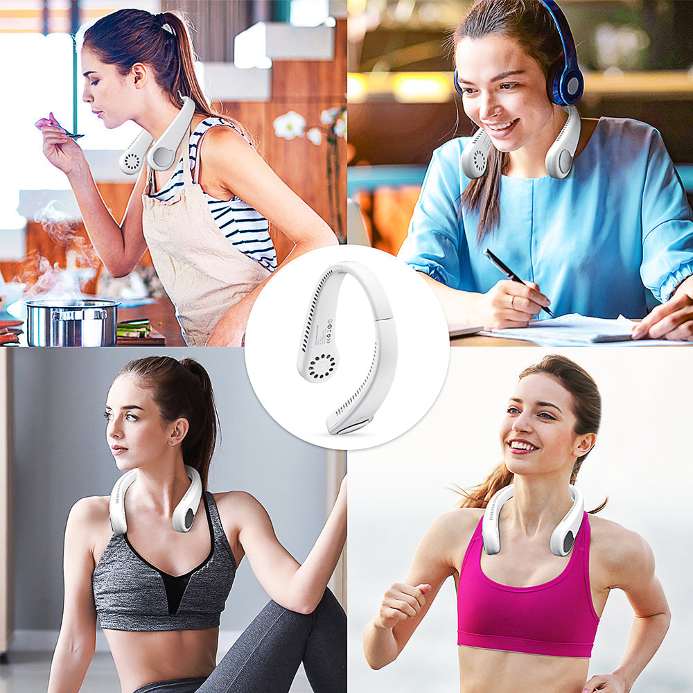 Rechargeable Bladeless Neck Fan – Portable Personal Cooling Device