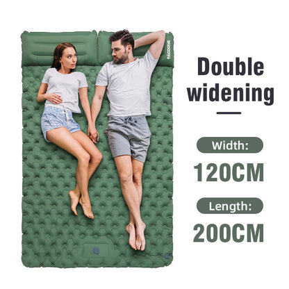 Self-Inflating Double Air Mattress for Camping with Built-in Pillows