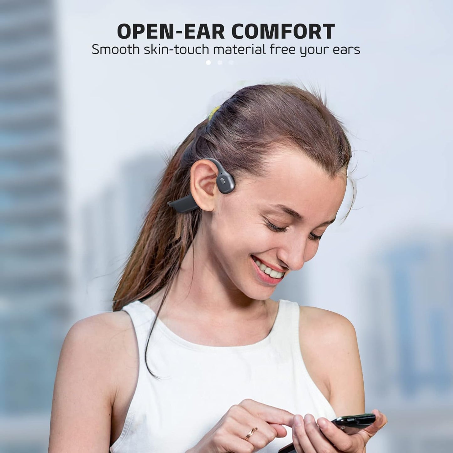 Open-Ear Wireless Headphones with Built-In Microphone