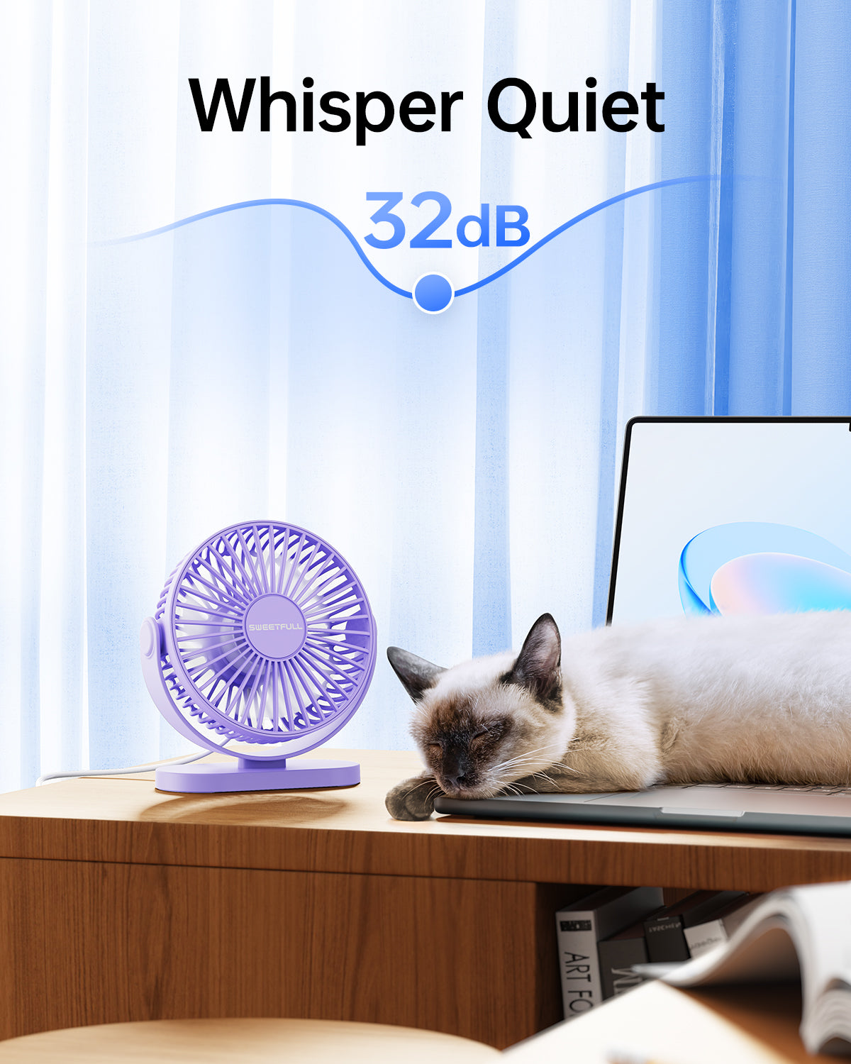 360° Rotating Desk and Hook Fan - 3-Speed Functionality
