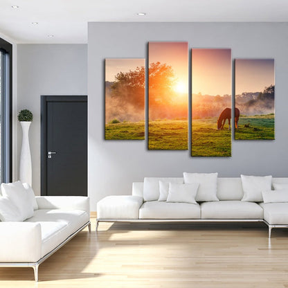 Majestic Equine Serenity - Four Panel Canvas Art