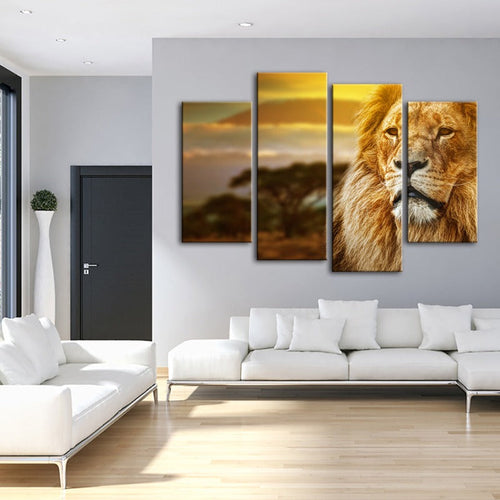 Majestic Lion Canvas Art Set - 4 Piece Collection