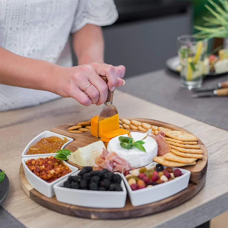 Bamboo Cheese Board Set - Stylish Wood Platter for Serving