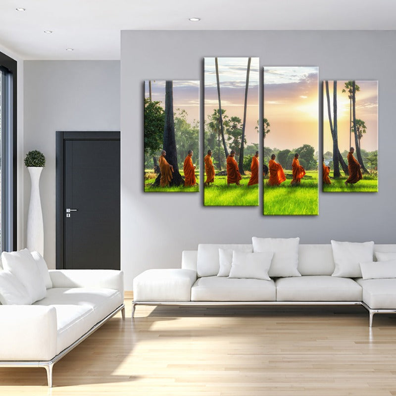 Set of 4 Tranquil Monks - Canvas Artwork for Serenity