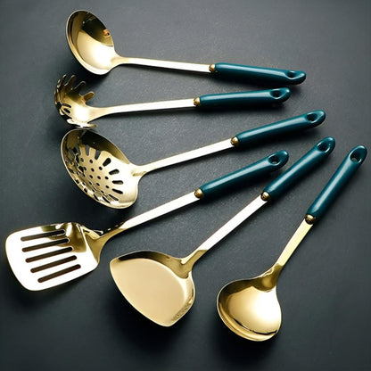 Elegant Gold-Plated Kitchen Utensil Collection