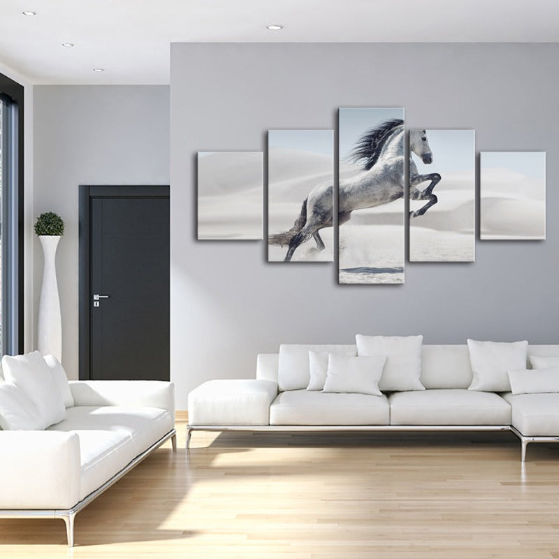 Dynamic Five-Piece Canvas Art of a Leaping Horse