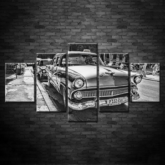 Elegant 5-Piece Canvas Set Featuring Classic Car Artwork