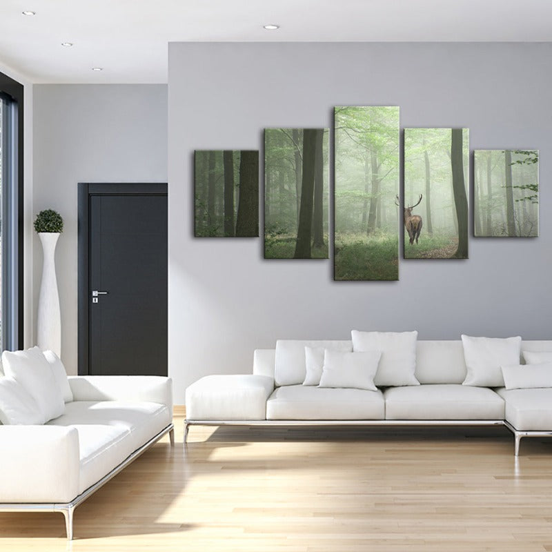 Serene Woodland Stag - Five-Piece Canvas Art Set