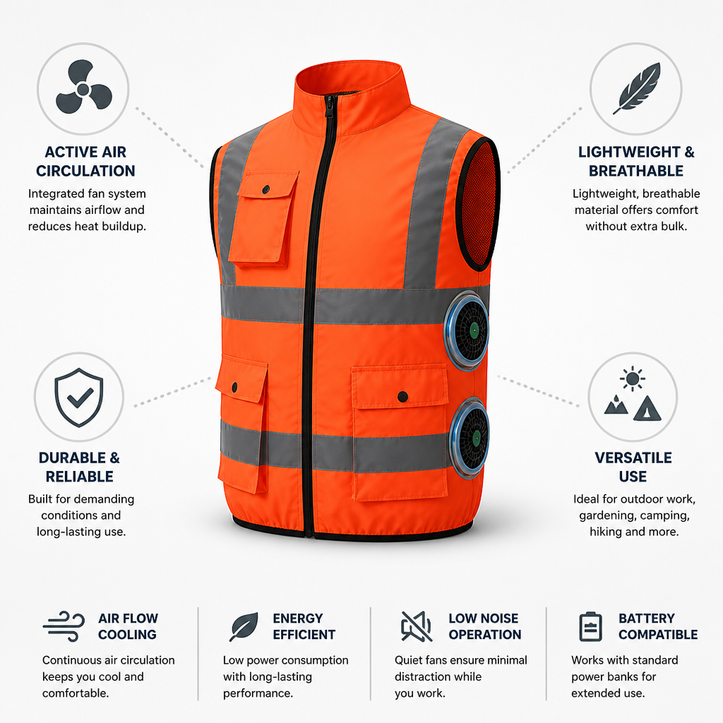 Breezy Comfort Wearable Cooling Vest with Integrated Fan