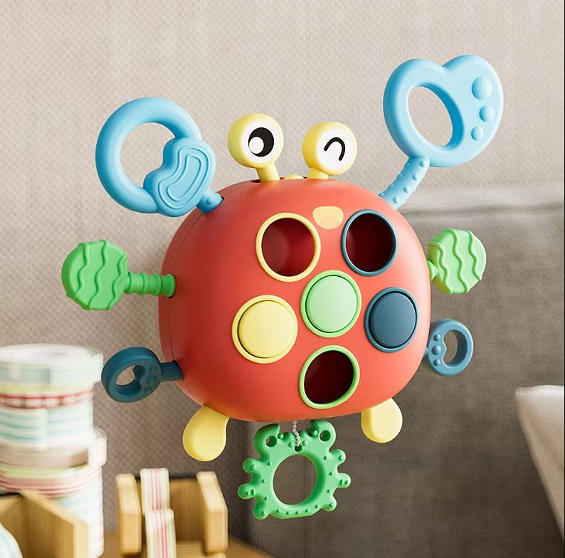Colorful Crab Pull Toy for Infants - Montessori Inspired Fun