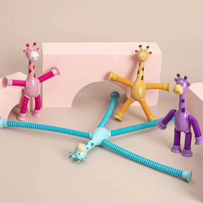 Stretchy Giraffe Toy with Suction Cup - Flexible Animal Plaything