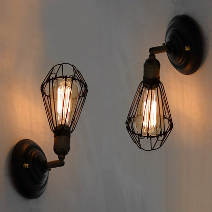Industrial-Style Wall Light Fixture with Adjustable Iron Design