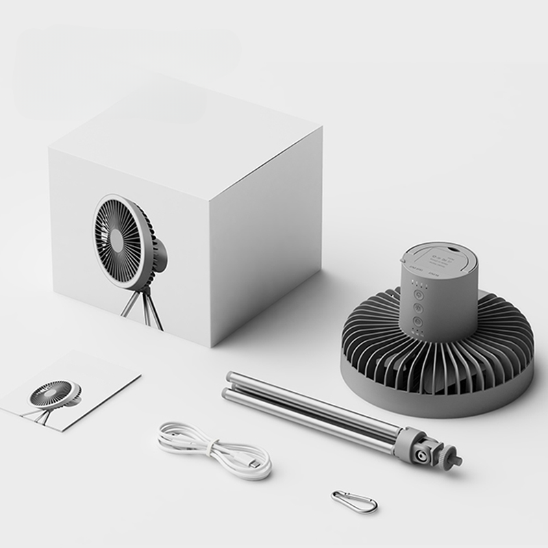 Rechargeable Portable Fan with LED Light and Integrated Power Bank