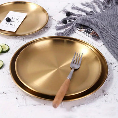 Elegant Gold-Finish Stainless Steel Serving Platters