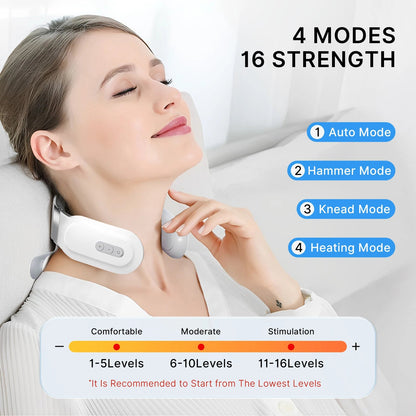 Wireless Neck Massager with Heat – 6 Modes, 15 Intensities, Auto Shut-Off