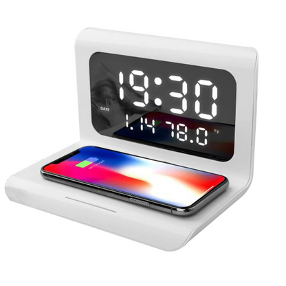 Sleek Alarm Clock with 10W Wireless Charging and LED Display