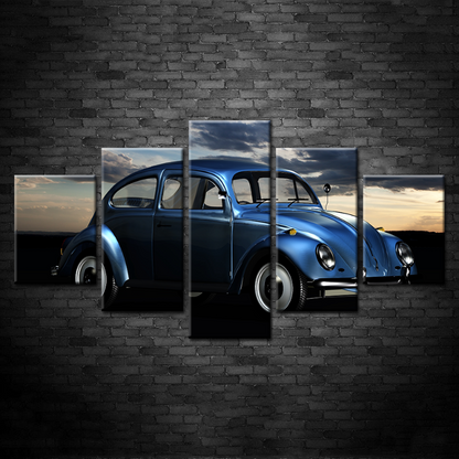 Retro Blue Car Canvas Art - 5 Piece Wall Décor Set