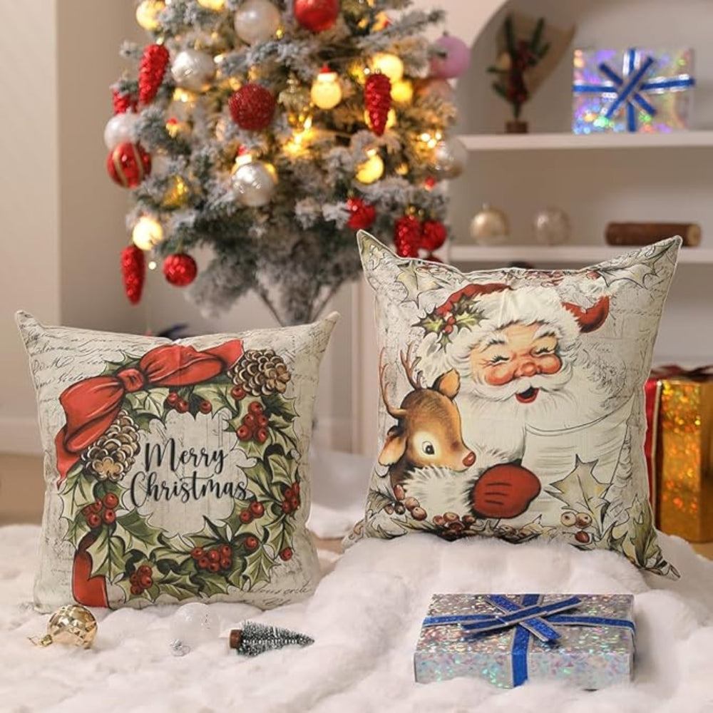 Festive Farmhouse Cushion Cover for a Cozy Holiday Vibe