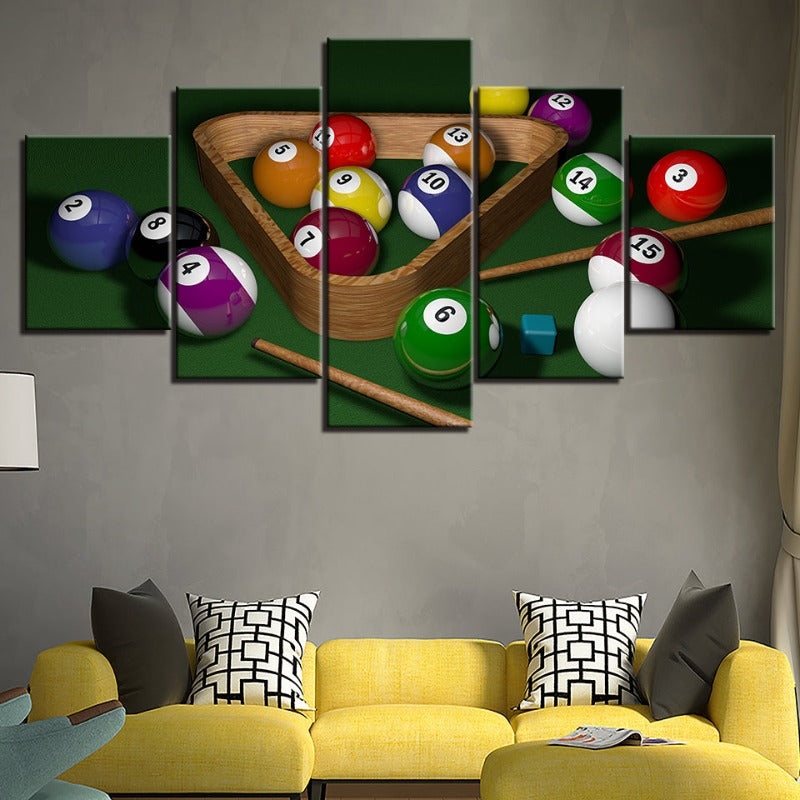 Vibrant Pool Ball Canvas Art - 5 Piece Set