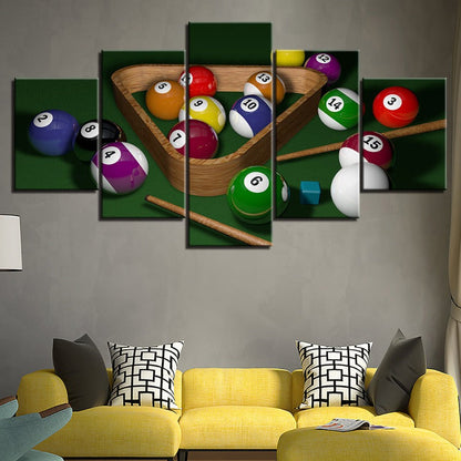 Vibrant Pool Ball Canvas Art - 5 Piece Set
