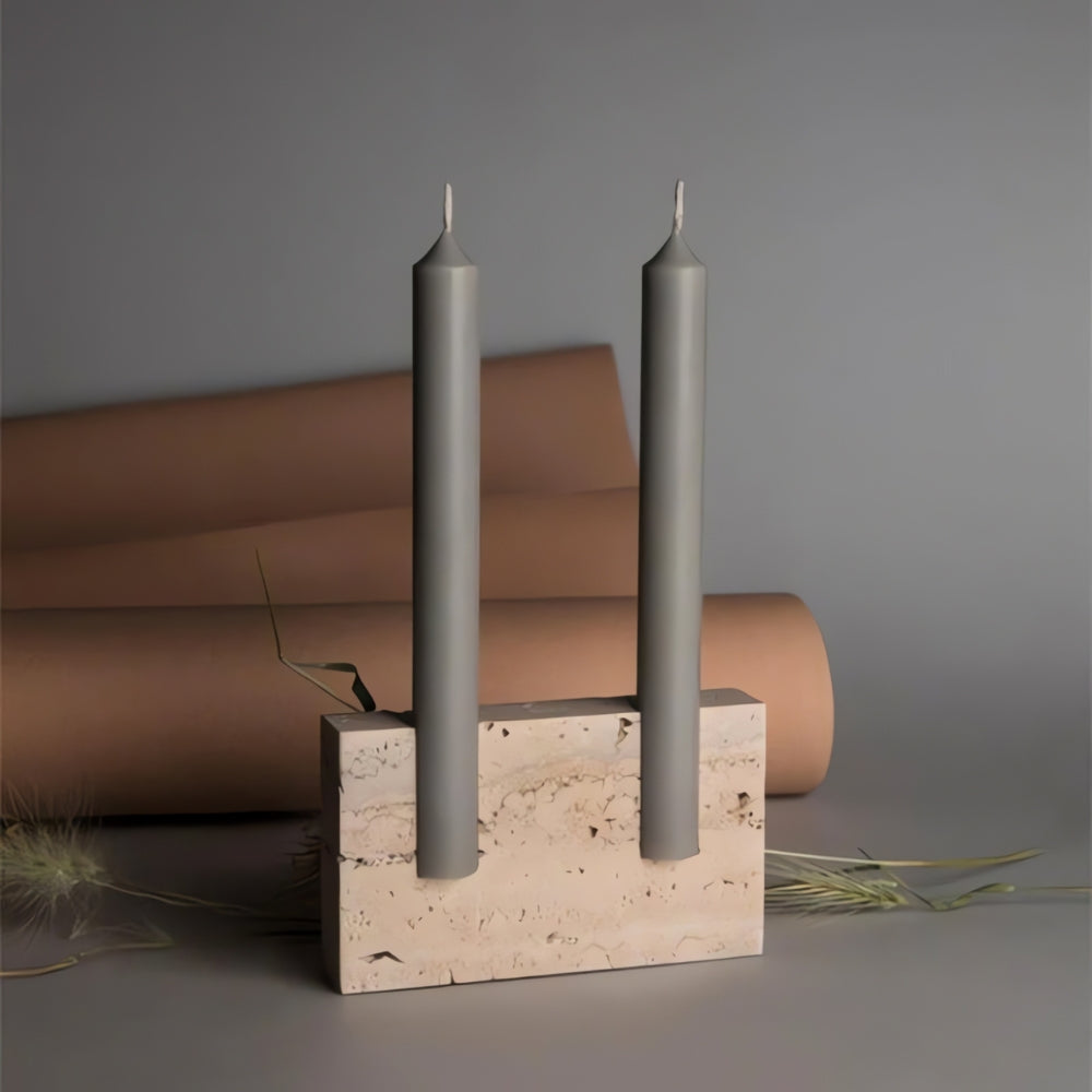 Sophisticated Twin Candle Holder in Elegant Stone Design