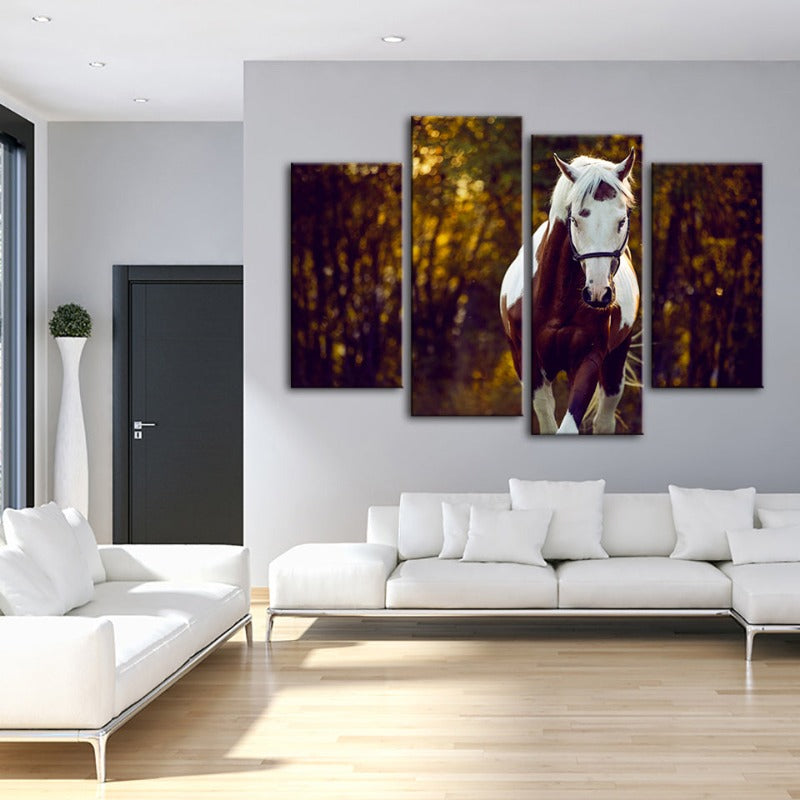 Serene Equine Elegance - 4 Piece Canvas Wall Art