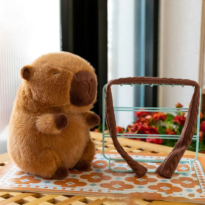 Soft Plush Capybara Doll with Removable Scarf - Stuffed Toy Gift