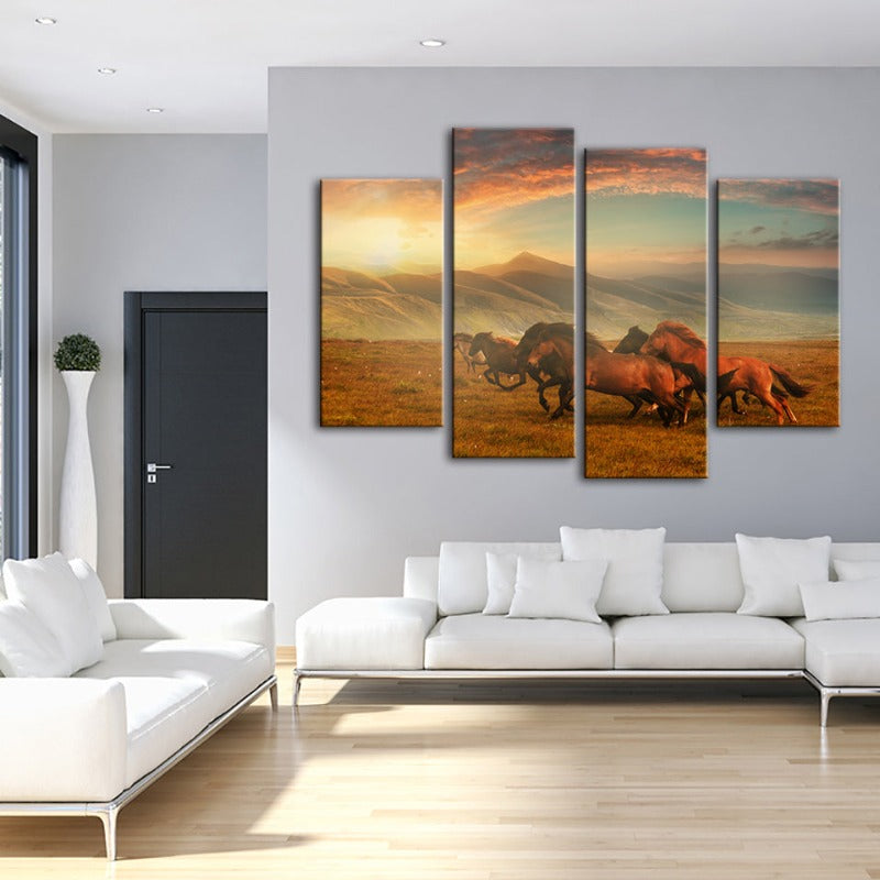 Majestic Horse Quartet - Scenic Canvas Art for Your Home