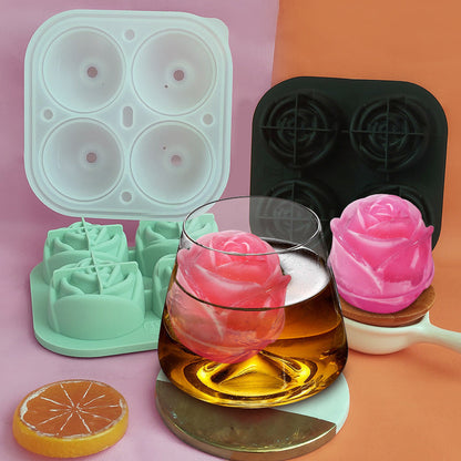 Elegant Floral Ice Cube Maker with 4 Compartments