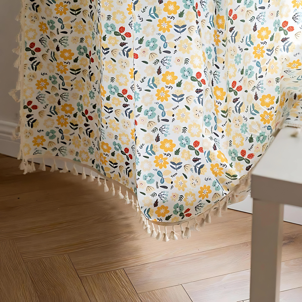 Charming Floral Tassel Curtains for Light Control